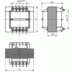 TRANSF. 230V/9V/1A TS 10/35
