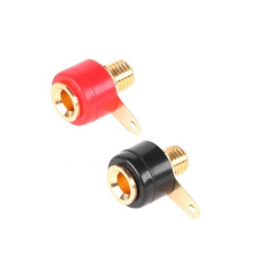 GNIAZDO BANAN MONTAŻOWE ZŁOCONE PLASTIK RED/BLACK