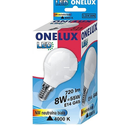 ŻARÓWKA LED E14 8W KULKA NW 720lm ONELUX