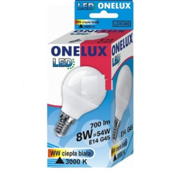 ŻARÓWKA LED E14 8W KULKA WW 700lm ONELUX