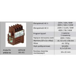 PRZEKAŹNIK 400VAC 3NO+1NC 60P0228