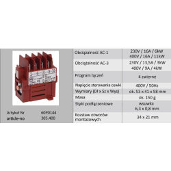 STYCZNIK 400VAC 4NO 60P0144