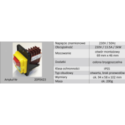 WYŁĄCZNIK Z/N 20P0423 230V/13,5A/3kW 4NO IP54