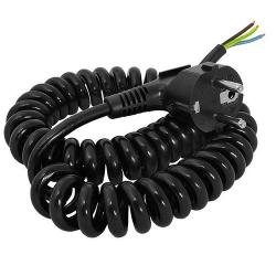 PRZEWÓD SPIRALNY Z WTYCZKĄ 3X1,00 5M CZARNY