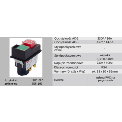 WYŁĄCZNIK Z/N 60P0287 230V/16A TP02 (KJD17F) 4pin